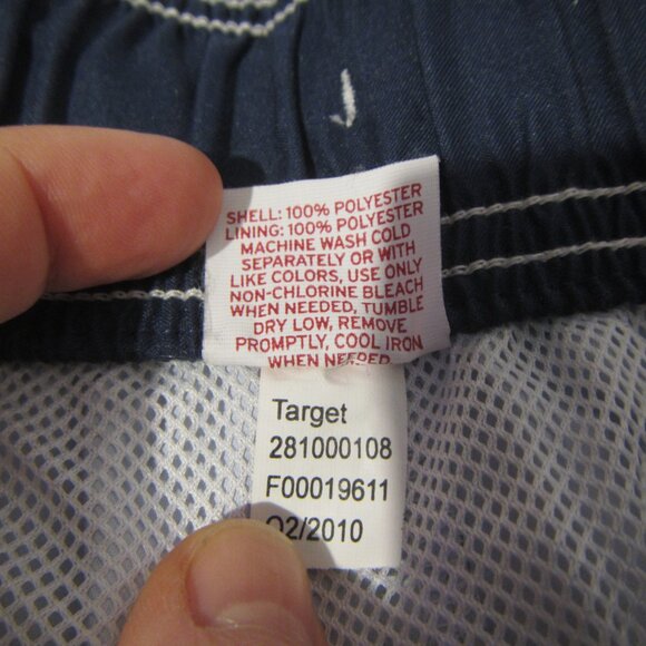 Men's Merona Hawaiian Floral Tropical Swimwear Swim Trunks Board Shorts L Navy - Picture 6 of 7